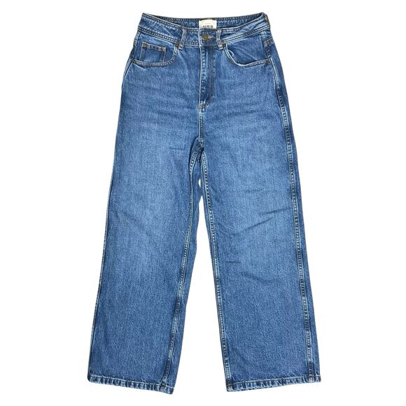 SEZANE Le Crop Wide-Leg High-Rise Cropped Rigid Denim Blue Jeans Size 38 (US 6) - Picture 1 of 9